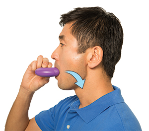 Man using a dry-power inhaler.