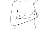 Click Image to Enlarge Illustration of breast self-examination, step 4, pinch nipple